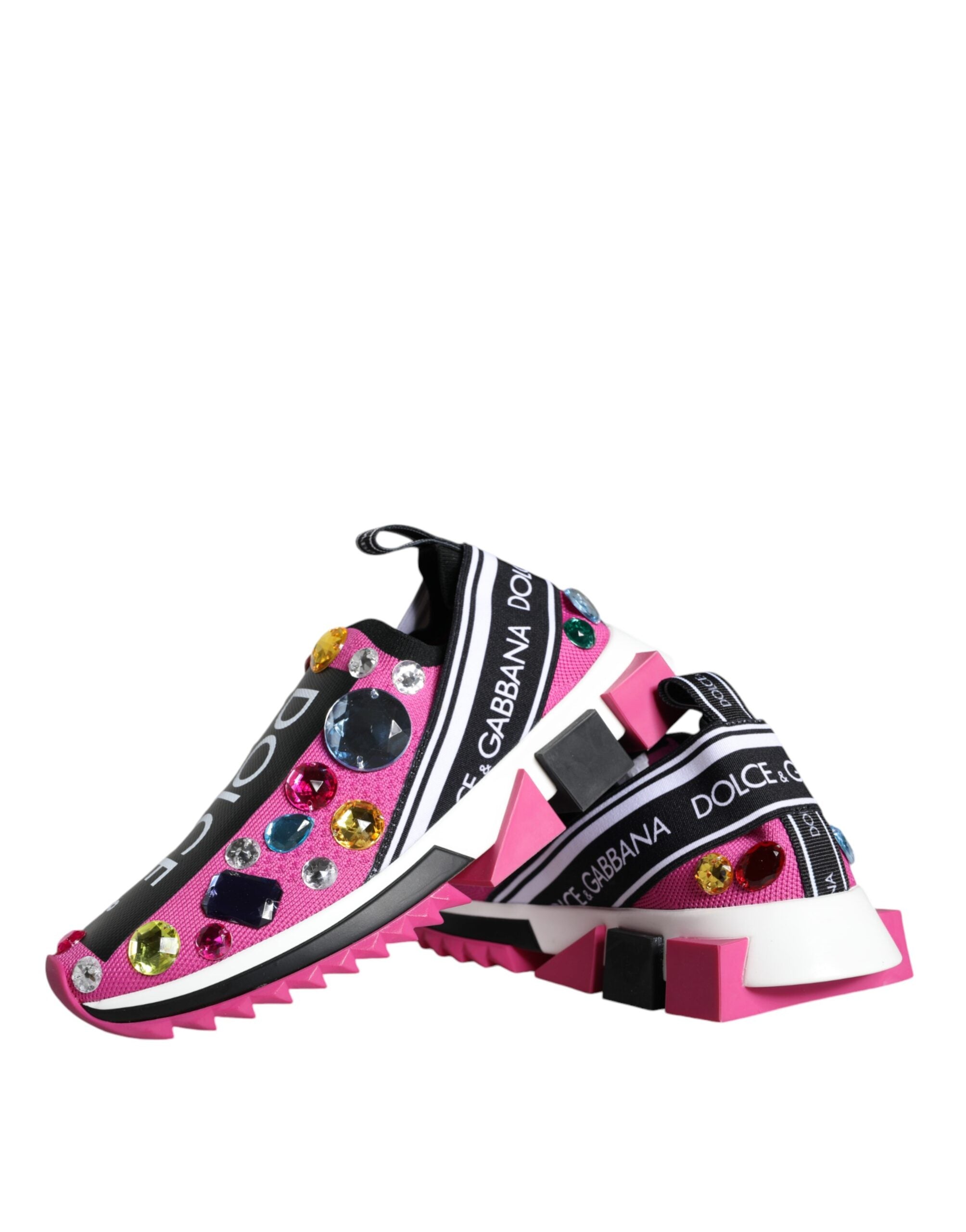 Dolce & Gabbana Pink Sorrento Crystals Low Top Sneakers Shoes -   -  Dolce & Gabbana.