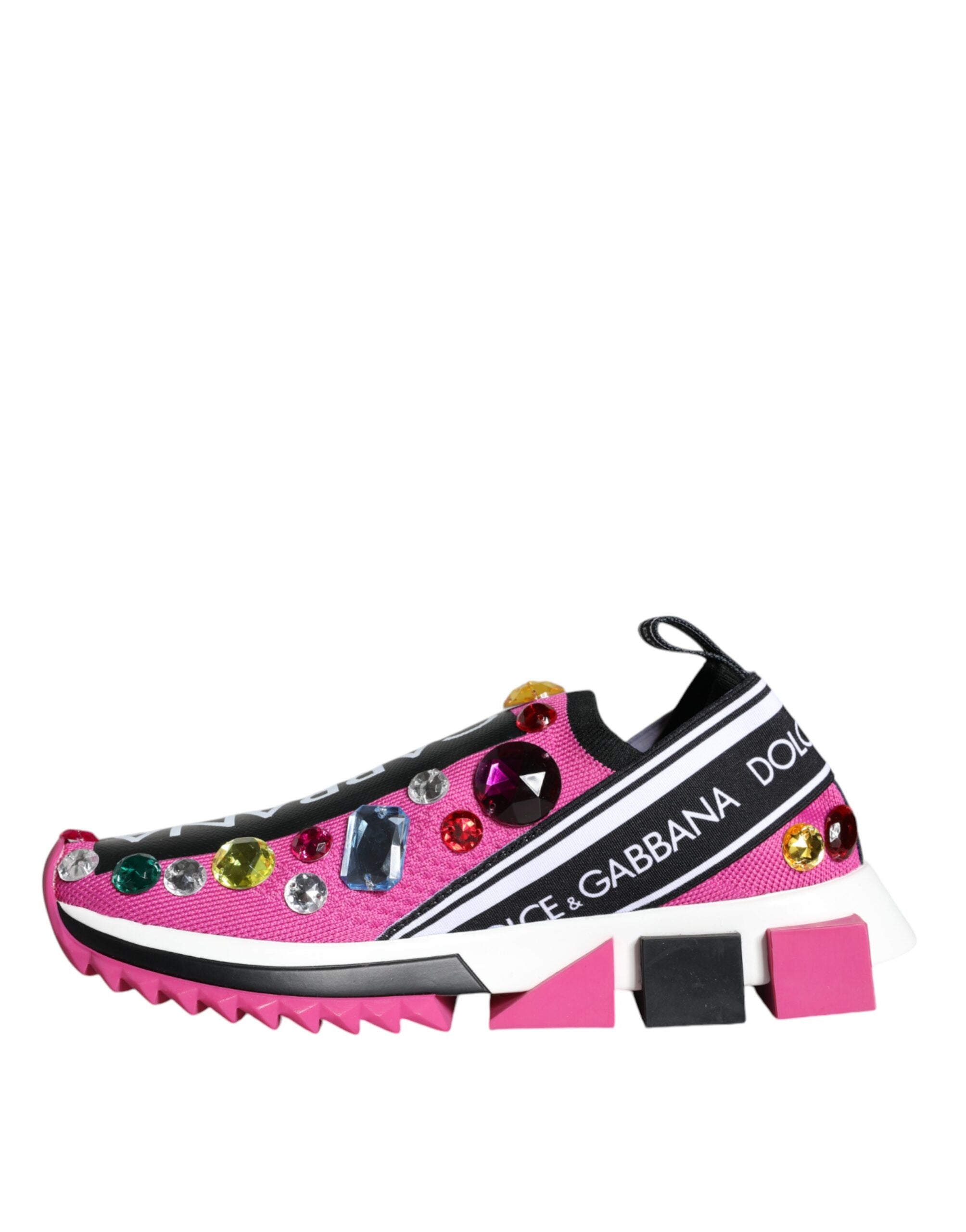 Dolce & Gabbana Pink Sorrento Crystals Low Top Sneakers Shoes -   -  Dolce & Gabbana.