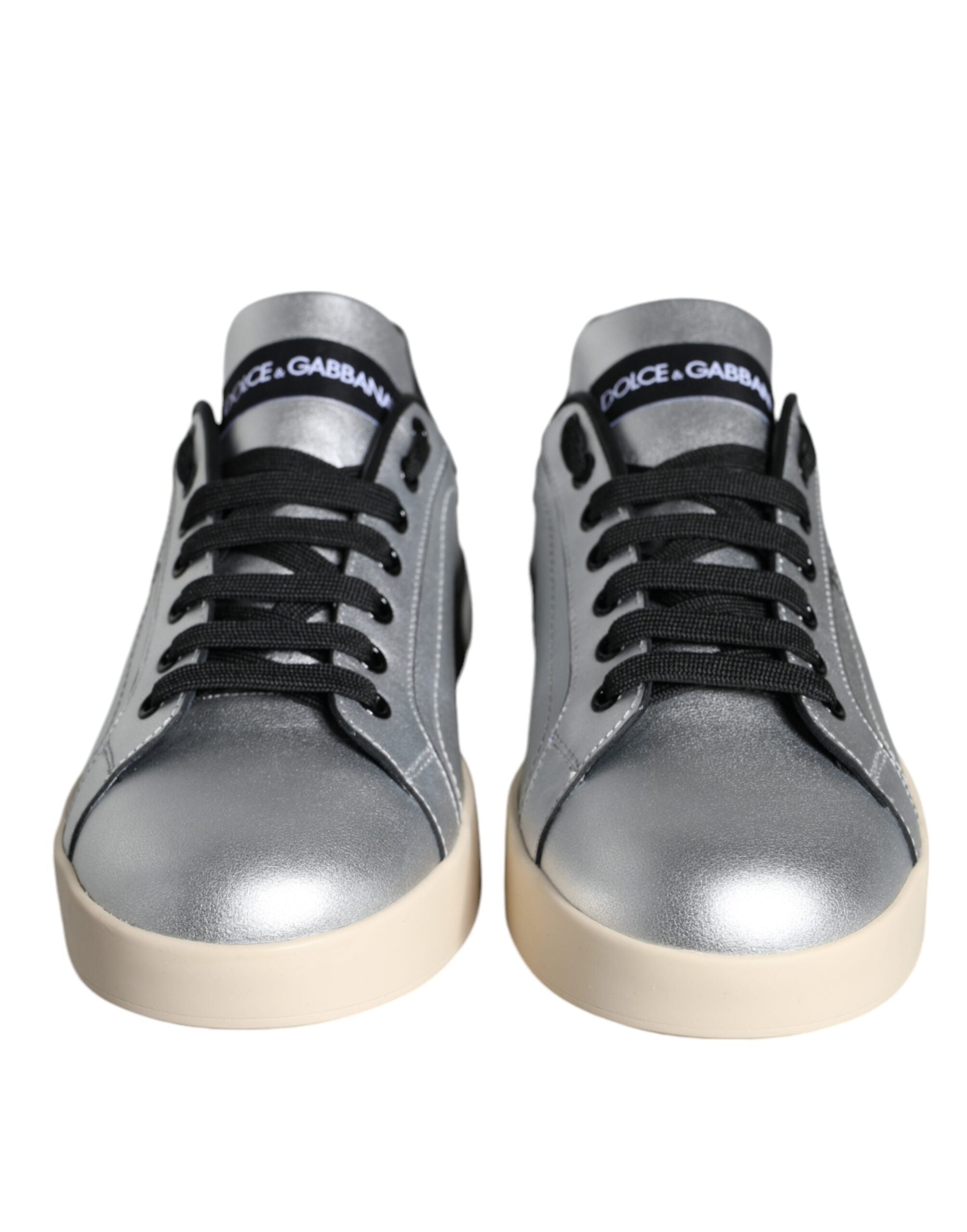Dolce & Gabbana Silver Portofino Calf Leather Sneakers Shoes -   -  Dolce & Gabbana.