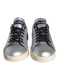 Dolce & Gabbana Silver Portofino Calf Leather Sneakers Shoes -   -  Dolce & Gabbana.