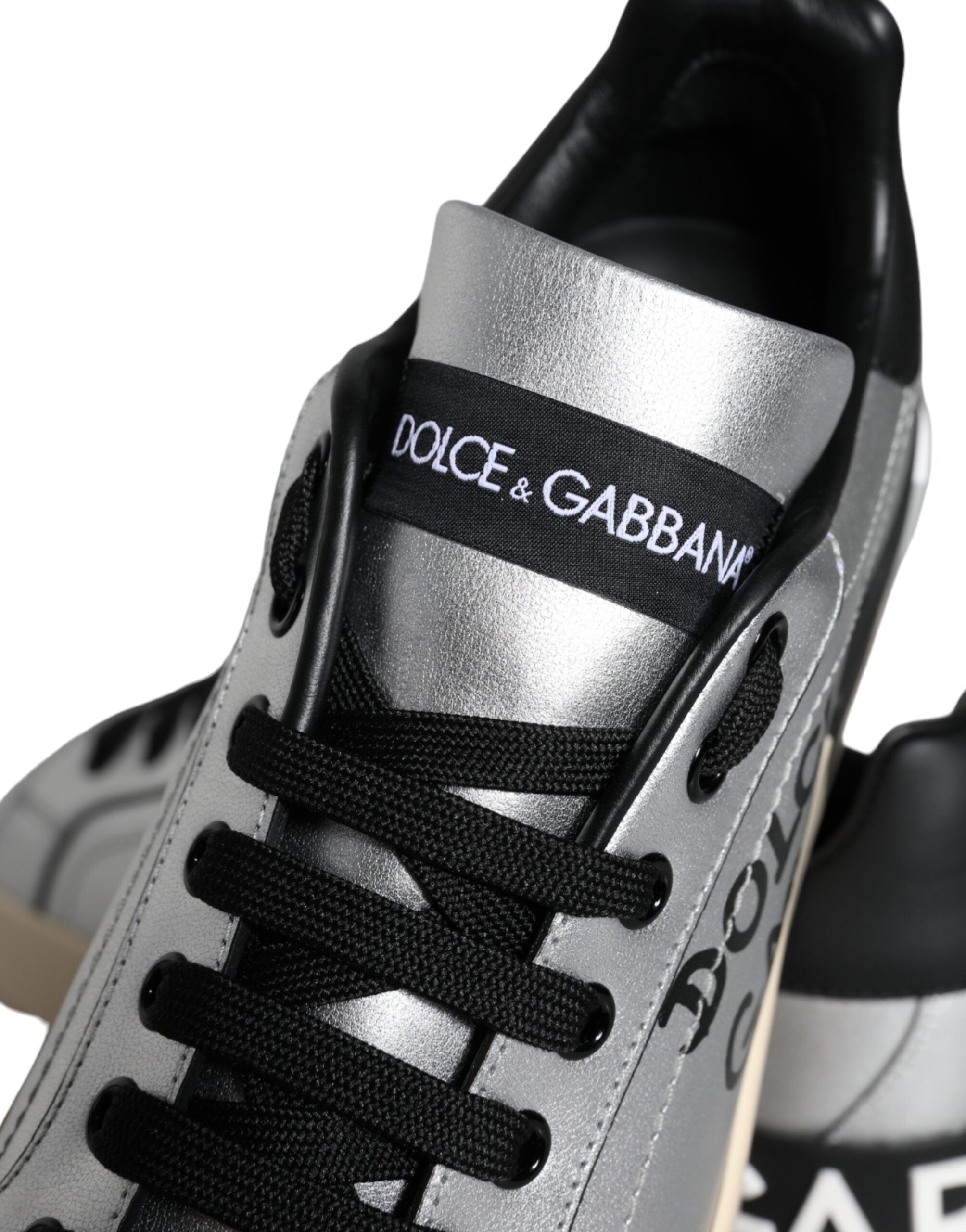 Dolce & Gabbana Silver Portofino Calf Leather Sneakers Shoes -   -  Dolce & Gabbana.