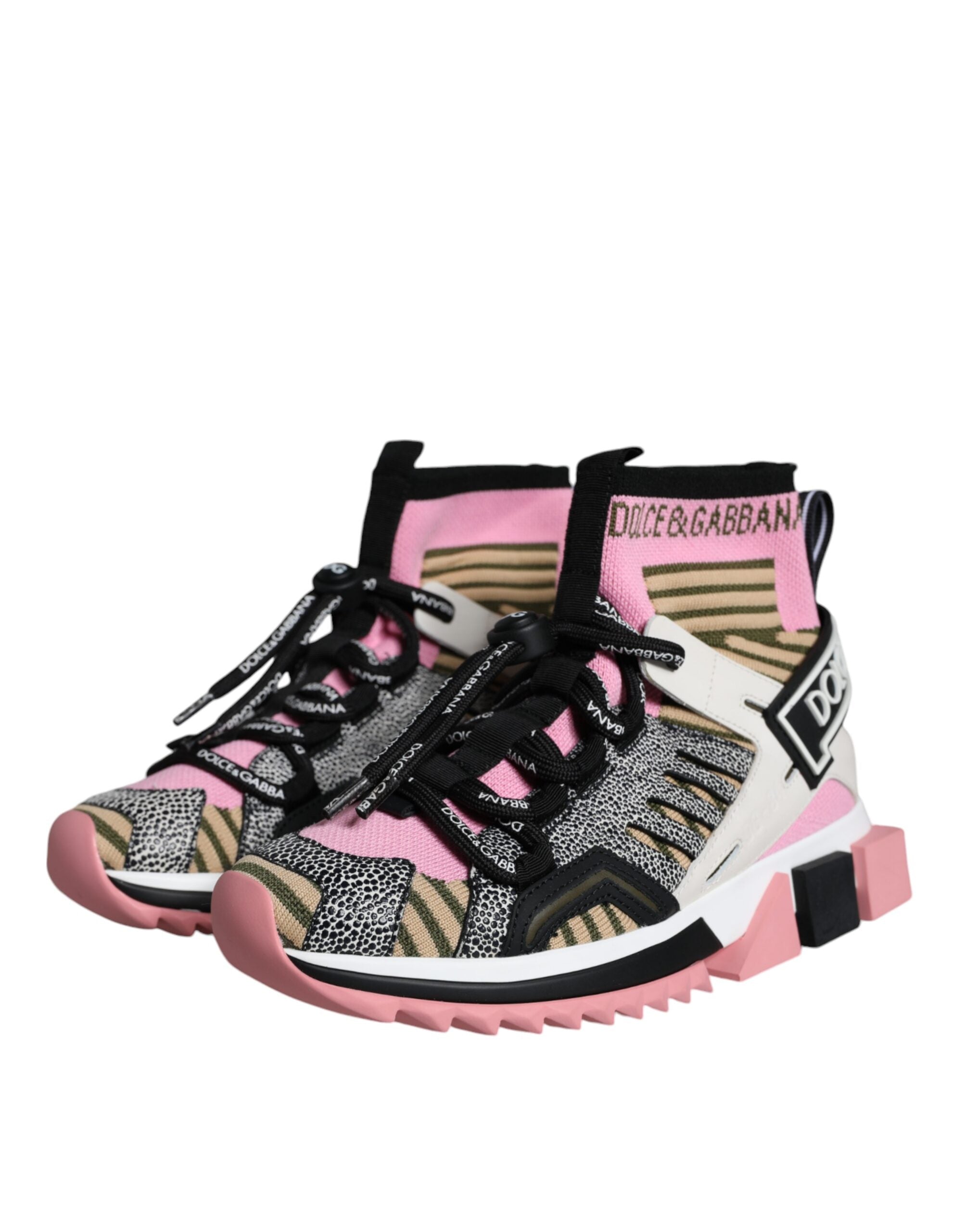 Dolce & Gabbana Multicolor Sorrento Socks Logo Sneakers Shoes -   -  Dolce & Gabbana.