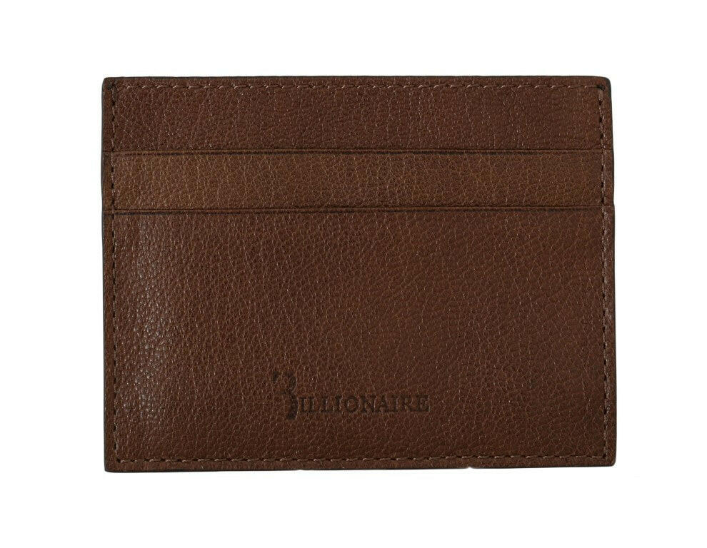 Billionaire Italian Couture Brown Leather Cardholder Wallet -  Leather Wallet for Men -  Billionaire Italian Couture.