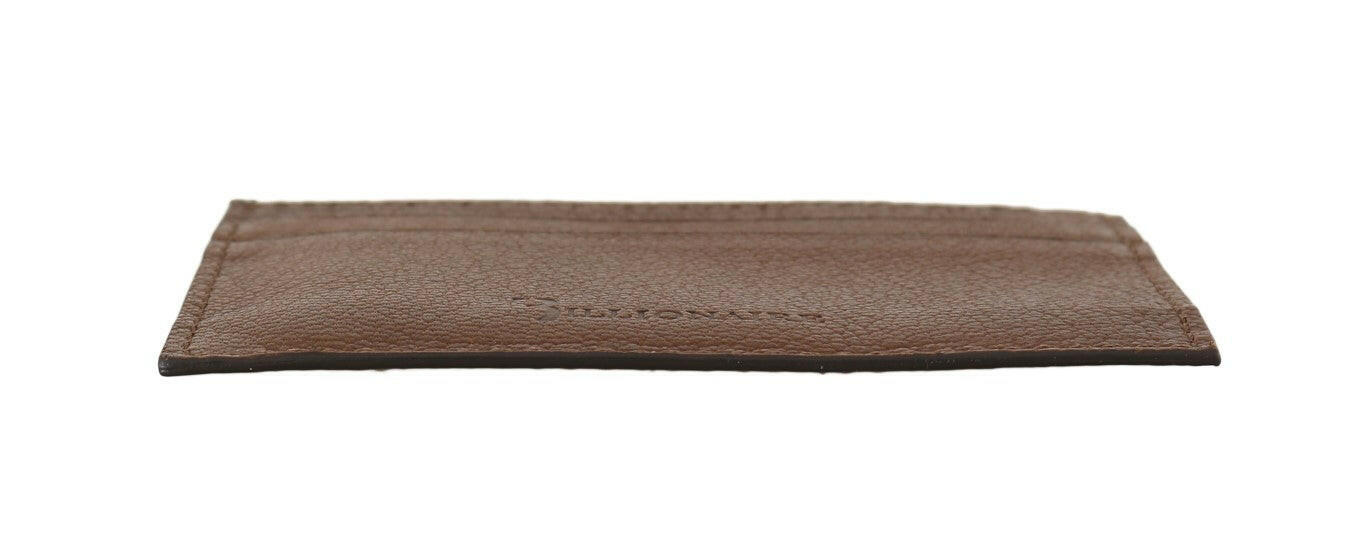 Billionaire Italian Couture Brown Leather Cardholder Wallet -  Leather Wallet for Men -  Billionaire Italian Couture.