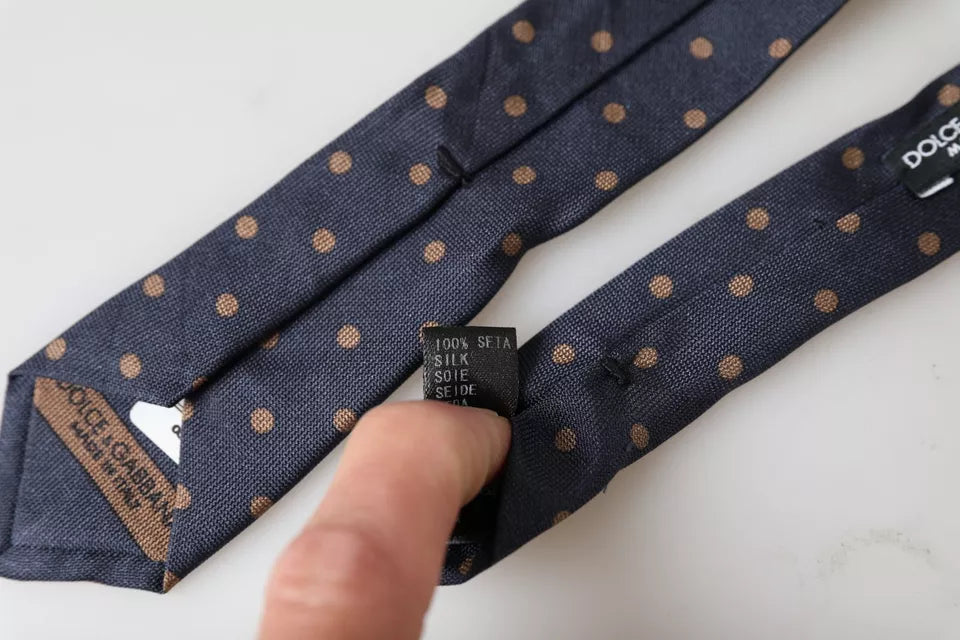 Dolce & Gabbana Black Dotted Fantasy Silk Adjustable Men Tie -  Neckties, Men -  Dolce & Gabbana.