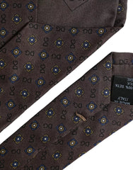 Dolce & Gabbana Brown Silk Branded Logo Adjustable Men Tie -  Neckties, Men -  Dolce & Gabbana.