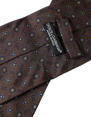 Dolce & Gabbana Brown Silk Branded Logo Adjustable Men Tie -  Neckties, Men -  Dolce & Gabbana.