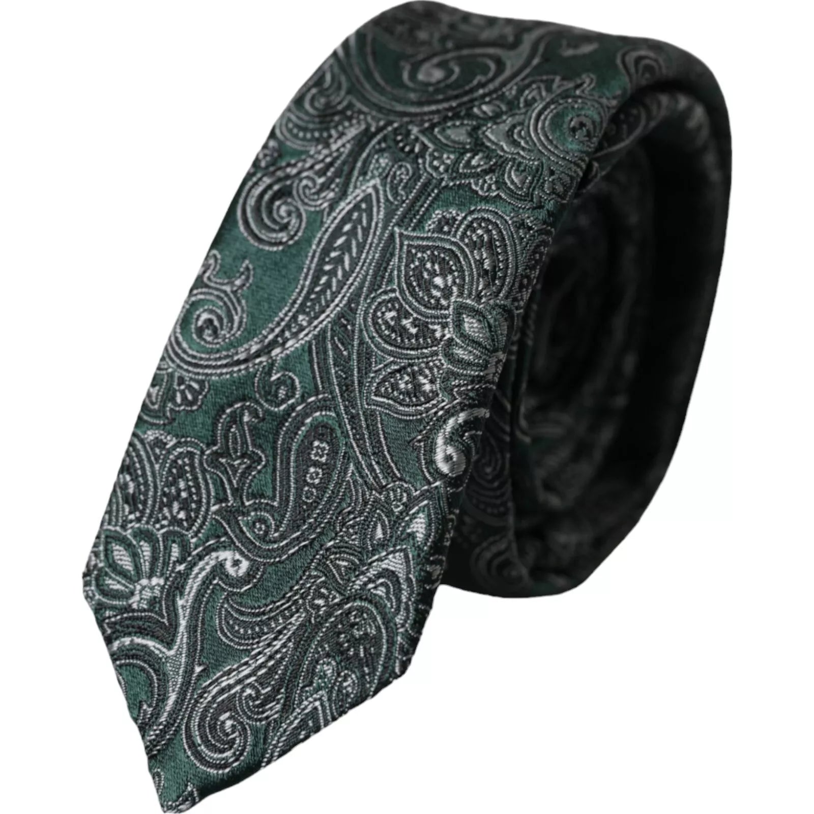 Dolce & Gabbana Green Floral Pattern 100% Silk Adjustable Men Tie -  Neckties, Men -  Dolce & Gabbana.
