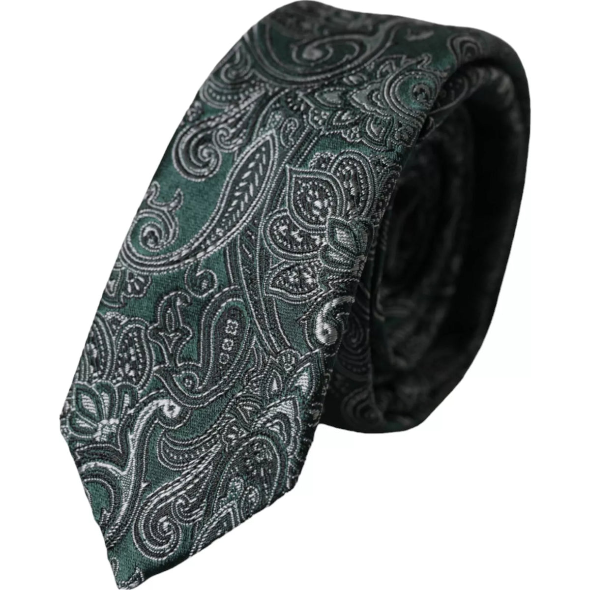 Dolce & Gabbana Green Floral Pattern 100% Silk Adjustable Men Tie -  Neckties, Men -  Dolce & Gabbana.