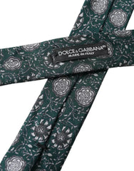 Dolce & Gabbana Green Floral Print Silk Adjustable Men Tie -  Neckties, Men -  Dolce & Gabbana.
