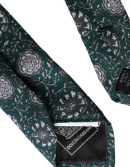 Dolce & Gabbana Green Floral Print Silk Adjustable Men Tie -  Neckties, Men -  Dolce & Gabbana.