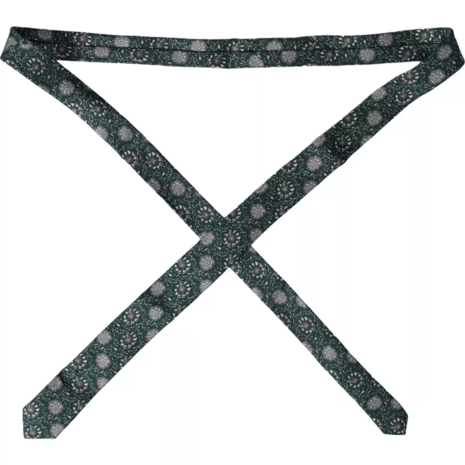 Dolce & Gabbana Green Floral Print Silk Adjustable Men Tie -  Neckties, Men -  Dolce & Gabbana.