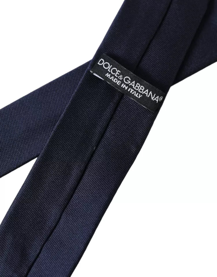 Dolce & Gabbana Dark Blue Silk Skinny Adjustable Tie -  Neckties, Men -  Dolce & Gabbana.