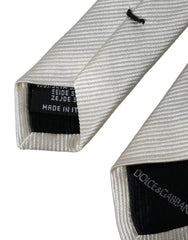 Dolce & Gabbana White Solid 100% Silk Adjustable Tie -  Neckties, Men -  Dolce & Gabbana.