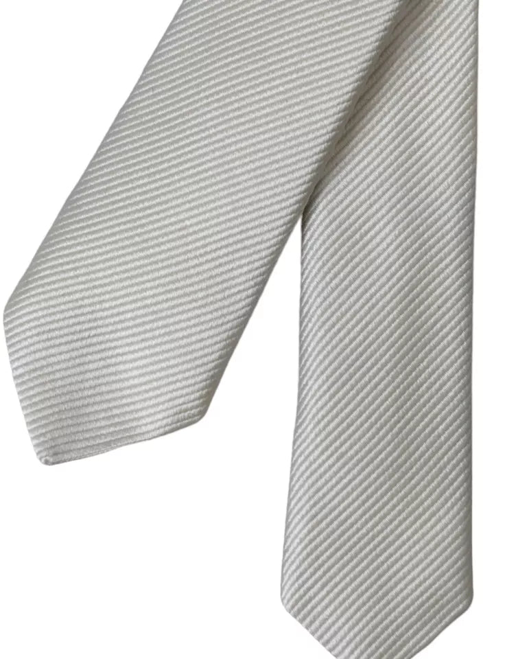 Dolce & Gabbana White Solid 100% Silk Adjustable Tie -  Neckties, Men -  Dolce & Gabbana.