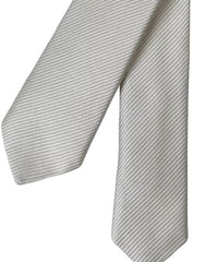 Dolce & Gabbana White Solid 100% Silk Adjustable Tie -  Neckties, Men -  Dolce & Gabbana.