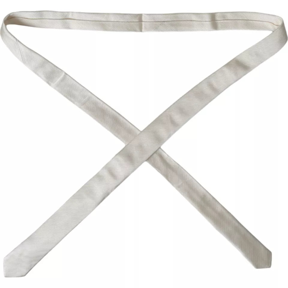 Dolce & Gabbana White Solid 100% Silk Adjustable Tie -  Neckties, Men -  Dolce & Gabbana.