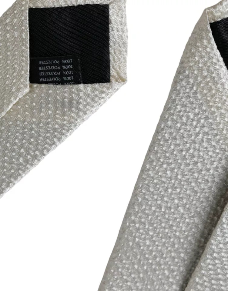 Dolce & Gabbana Off White 100% Silk Adjustable Necktie Men Tie -  Neckties, Men -  Dolce & Gabbana.