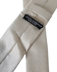 Dolce & Gabbana Off White 100% Silk Adjustable Necktie Men Tie -  Neckties, Men -  Dolce & Gabbana.