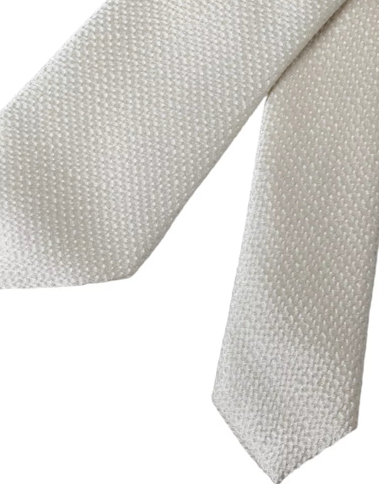 Dolce & Gabbana Off White 100% Silk Adjustable Necktie Men Tie -  Neckties, Men -  Dolce & Gabbana.
