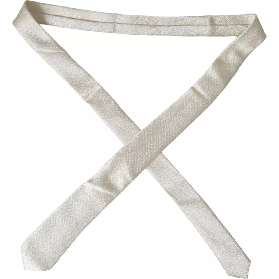 Dolce & Gabbana Off White 100% Silk Adjustable Necktie Men Tie -  Neckties, Men -  Dolce & Gabbana.