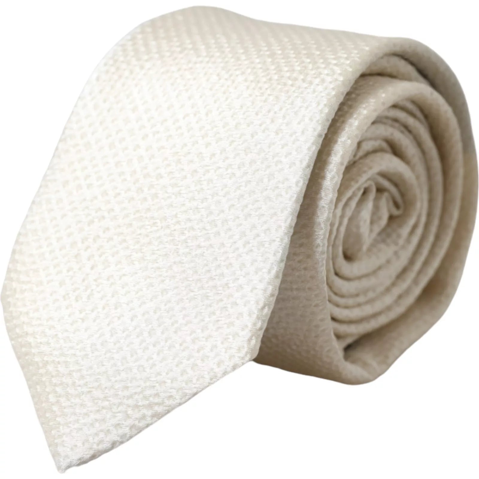 Dolce & Gabbana Off White 100% Silk Adjustable Necktie Men Tie -  Neckties, Men -  Dolce & Gabbana.