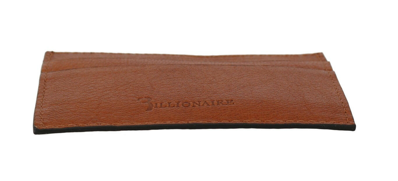 Billionaire Italian Couture Brown Leather Cardholder Wallet -  Leather Wallet for Men -  Billionaire Italian Couture.