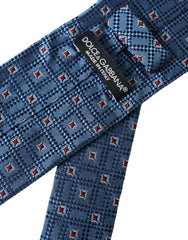 Dolce & Gabbana Blue Patterned 100% Silk Adjustable Men Tie -  Neckties, Men -  Dolce & Gabbana.