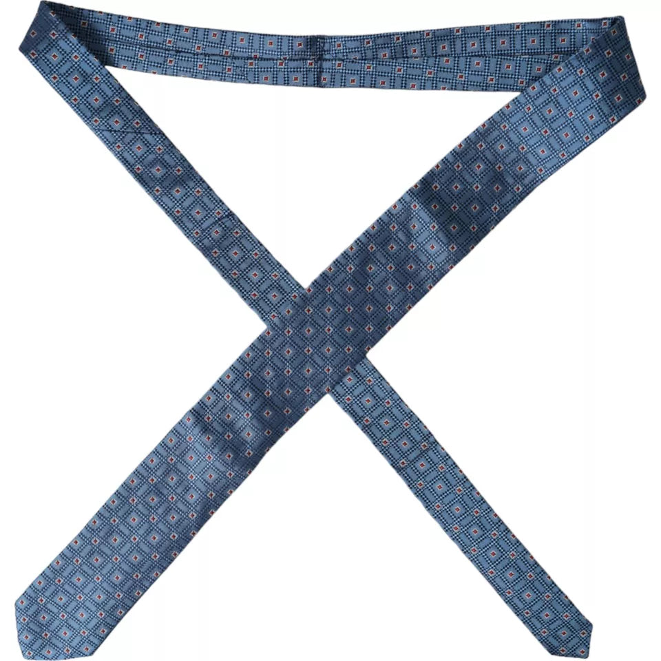 Dolce & Gabbana Blue Patterned 100% Silk Adjustable Men Tie -  Neckties, Men -  Dolce & Gabbana.