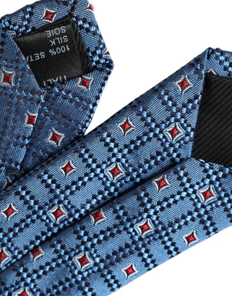 Dolce & Gabbana Blue Patterned 100% Silk Adjustable Men Tie -  Neckties, Men -  Dolce & Gabbana.
