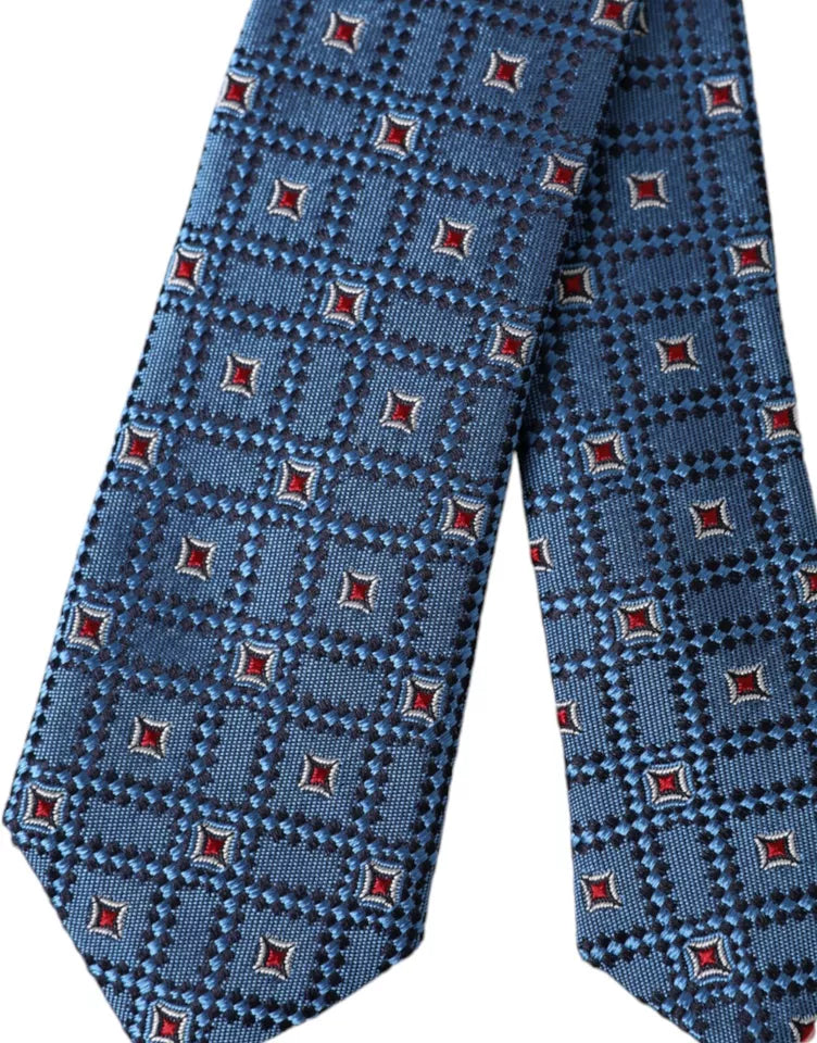 Dolce & Gabbana Blue Patterned 100% Silk Adjustable Men Tie -  Neckties, Men -  Dolce & Gabbana.