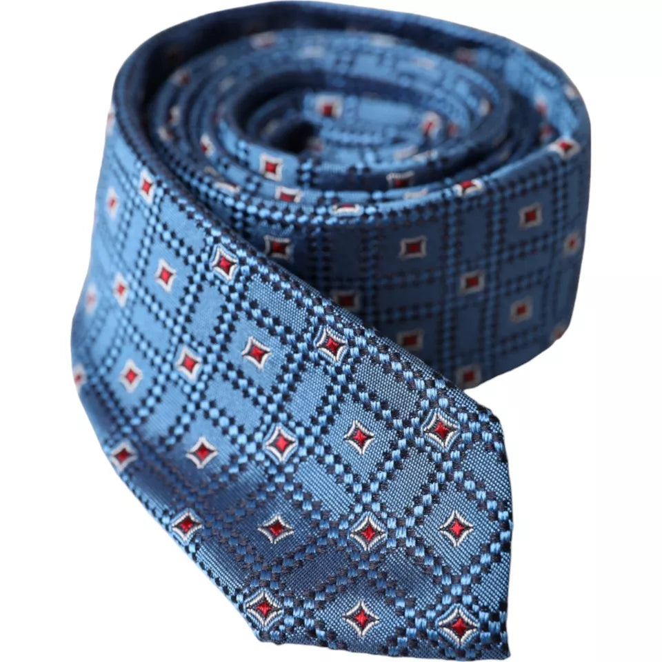 Dolce & Gabbana Blue Patterned 100% Silk Adjustable Men Tie -  Neckties, Men -  Dolce & Gabbana.
