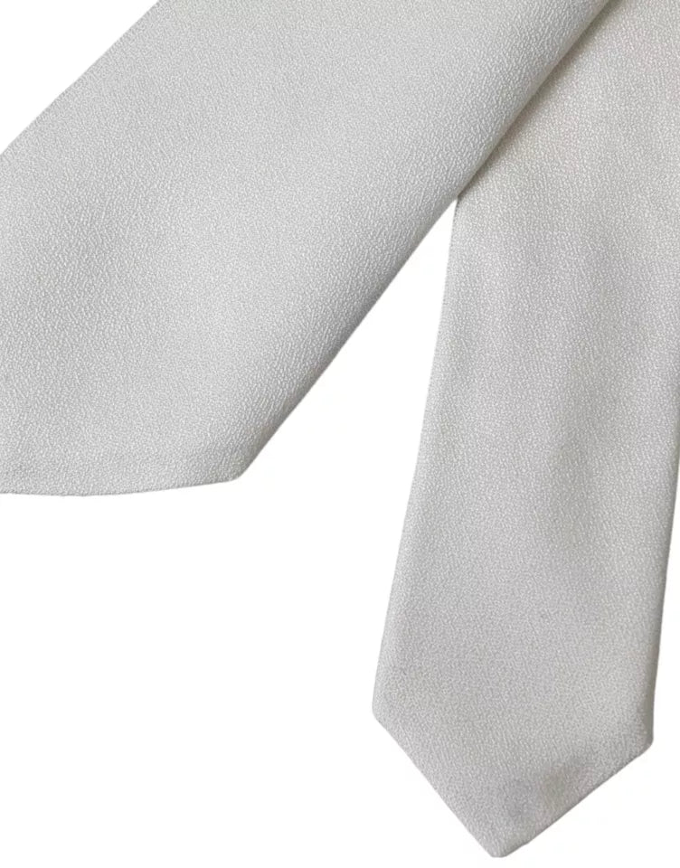 Dolce & Gabbana White Silk Classic Adjustable Men Tie -  Neckties, Men -  Dolce & Gabbana.