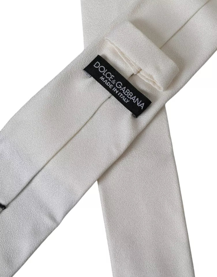 Dolce & Gabbana White Silk Classic Adjustable Men Tie -  Neckties, Men -  Dolce & Gabbana.