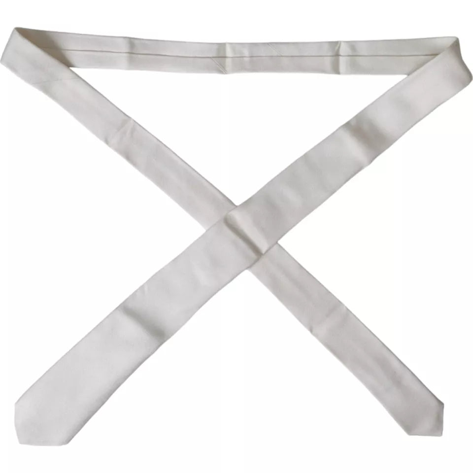 Dolce & Gabbana White Silk Classic Adjustable Men Tie -  Neckties, Men -  Dolce & Gabbana.
