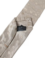 Dolce & Gabbana Beige Dotted Silk Classic Adjustable Men Tie -  Neckties, Men -  Dolce & Gabbana.
