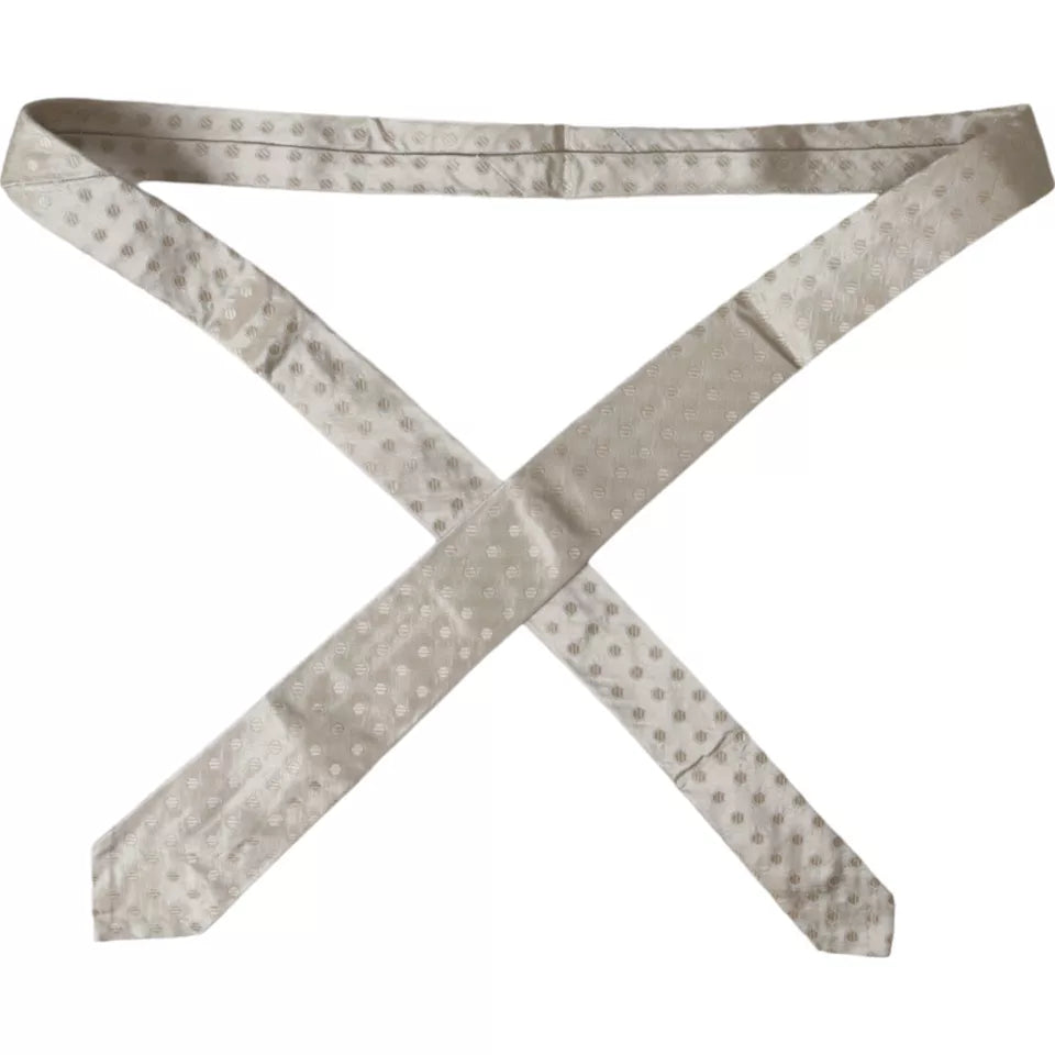 Dolce & Gabbana Beige Dotted Silk Classic Adjustable Men Tie -  Neckties, Men -  Dolce & Gabbana.