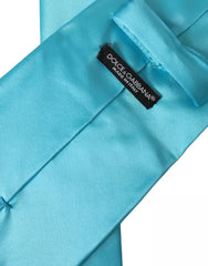 Dolce & Gabbana Light Blue Satin Silk Wide Adjustable Men Tie -  Neckties, Men -  Dolce & Gabbana.