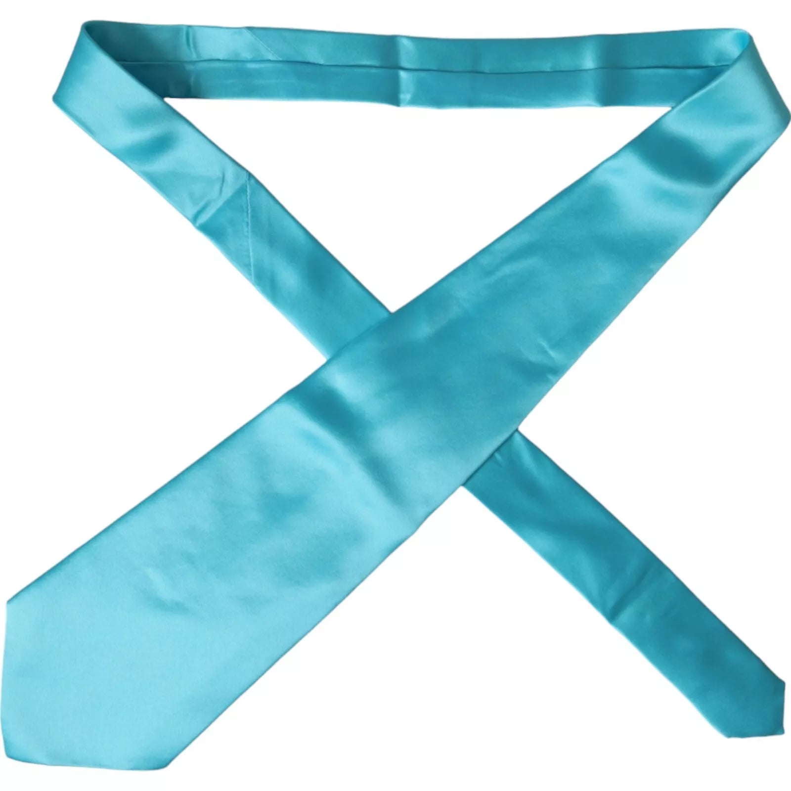 Dolce & Gabbana Light Blue Satin Silk Wide Adjustable Men Tie -  Neckties, Men -  Dolce & Gabbana.