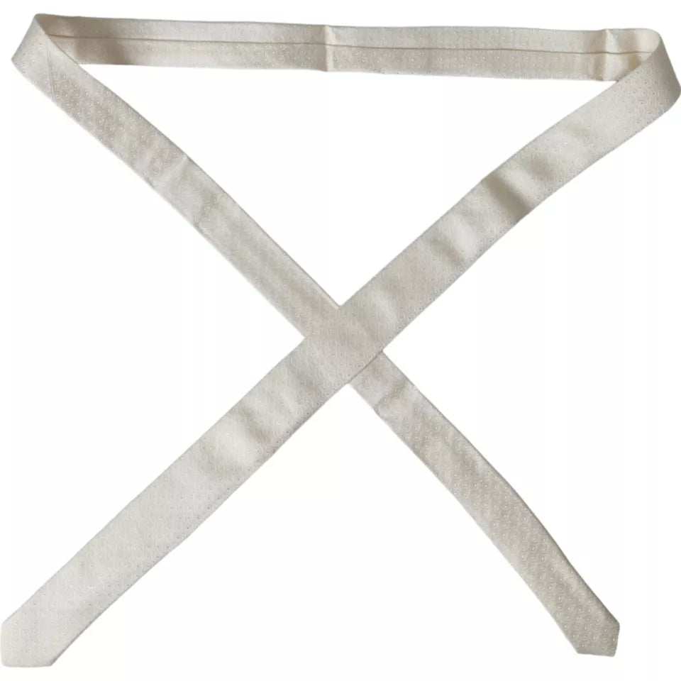 Dolce & Gabbana Off White Patterned Silk Adjustable Men Tie -  Neckties, Men -  Dolce & Gabbana.