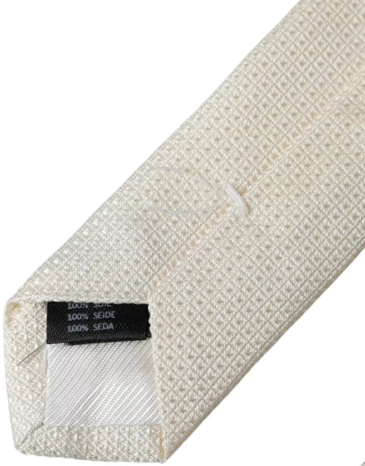 Dolce & Gabbana Off White Patterned Silk Classic Adjustable Tie -  Neckties, Men -  Dolce & Gabbana.