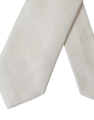 Dolce & Gabbana Off White Patterned Silk Classic Adjustable Tie -  Neckties, Men -  Dolce & Gabbana.