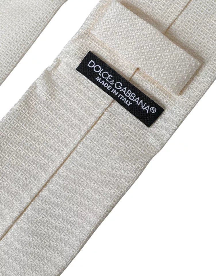 Dolce & Gabbana Off White Patterned Silk Classic Adjustable Tie -  Neckties, Men -  Dolce & Gabbana.
