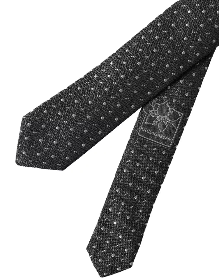 Dolce & Gabbana Black Polka Dot Silk Adjustable Men Tie -  Neckties, Men -  Dolce & Gabbana.