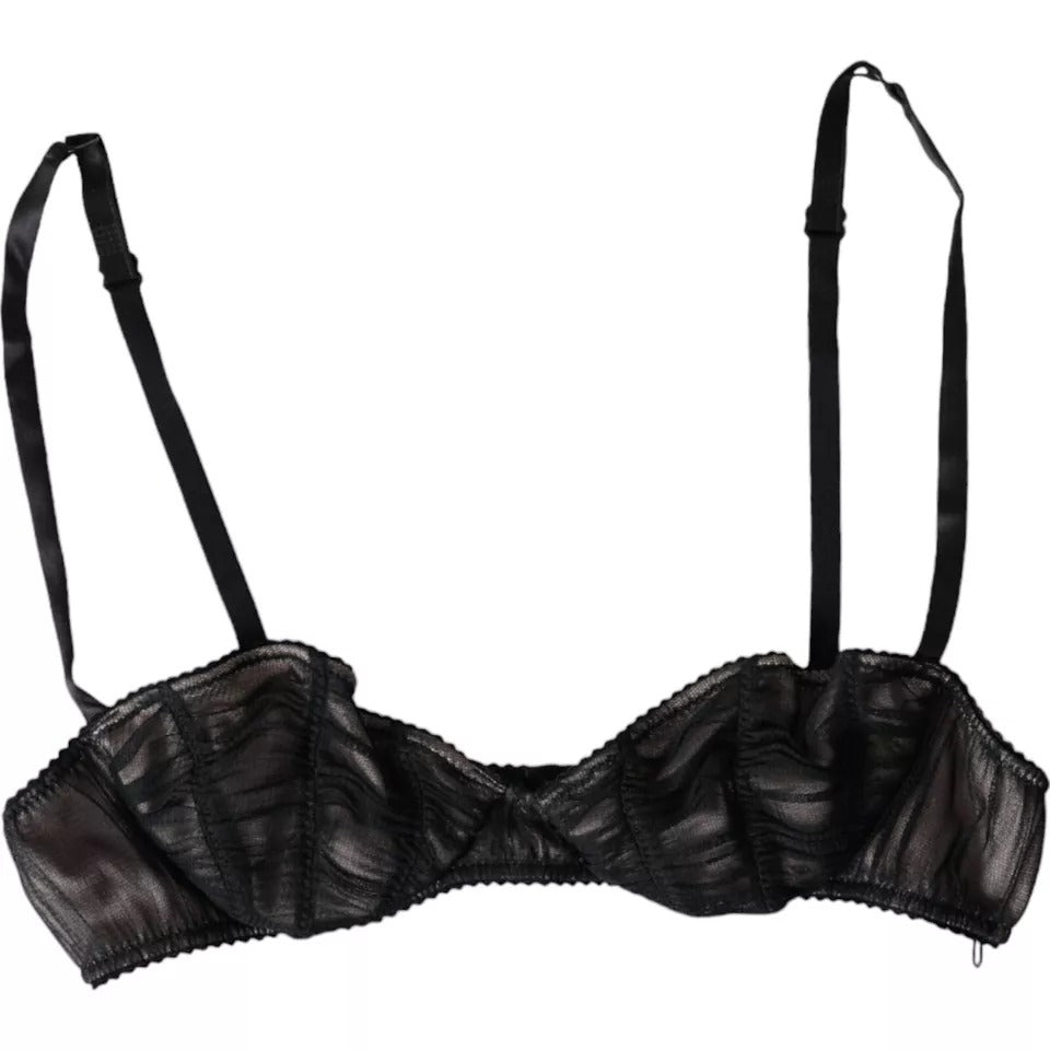 Dolce & Gabbana Black Silk Stretch Women Balconcino Bra Underwear -   -  Dolce & Gabbana.