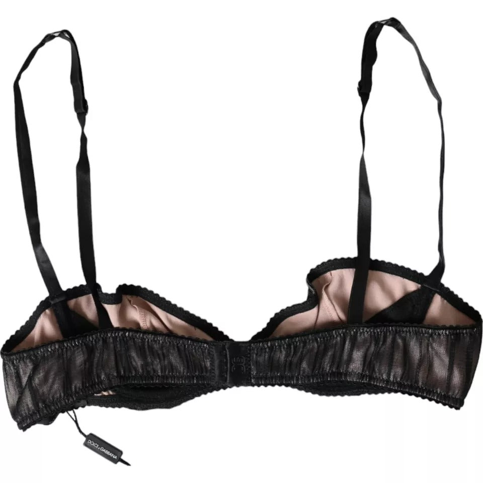 Dolce & Gabbana Black Silk Stretch Women Balconcino Bra Underwear -   -  Dolce & Gabbana.