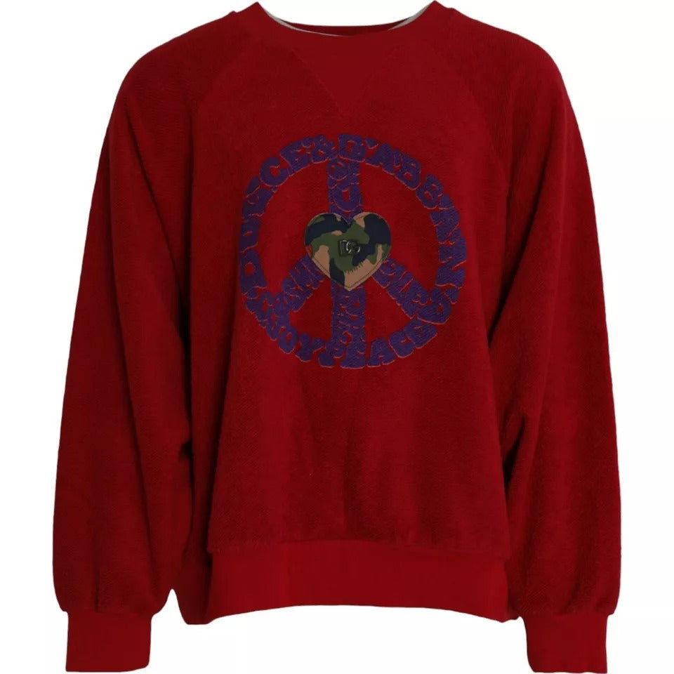 Dolce & Gabbana Red Logo Cotton Crew Neck Pullover Sweater -   -  Dolce & Gabbana.