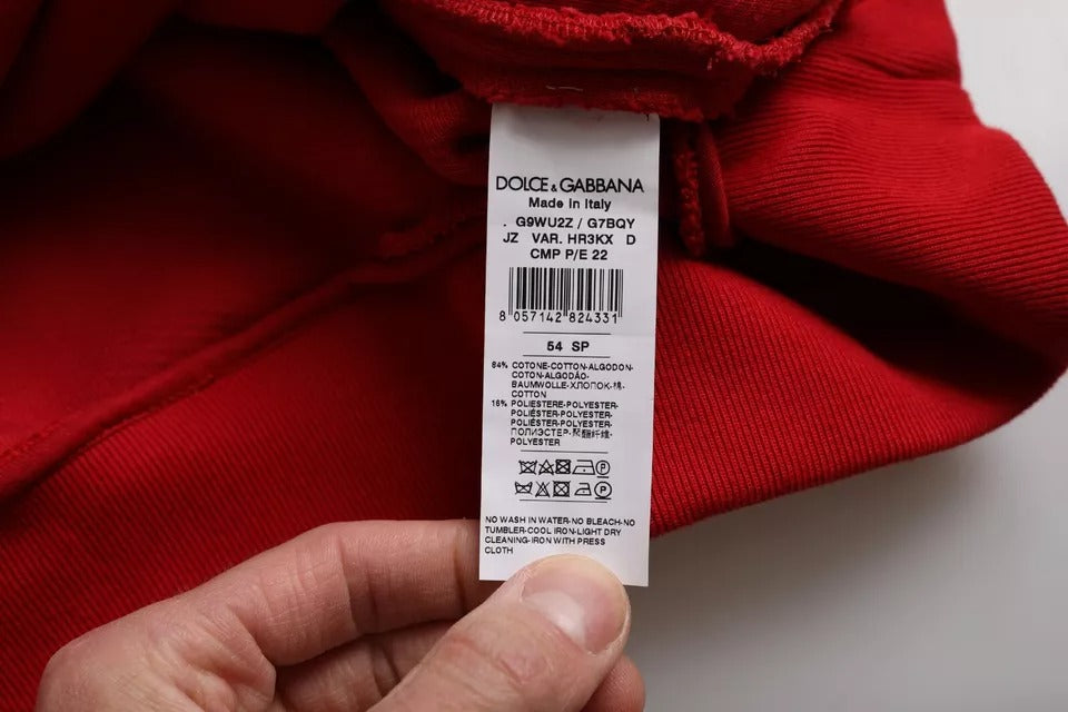 Dolce & Gabbana Red Logo Cotton Crew Neck Pullover Sweater -   -  Dolce & Gabbana.