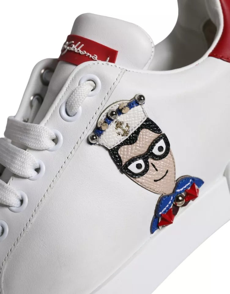 Dolce & Gabbana White Patch Calfskin Nappa Portofino Sneakers Shoes -   -  Dolce & Gabbana.