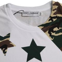 Dolce & Gabbana White Camouflage Stars Crew Neck Men T-shirt -   -  Dolce & Gabbana.